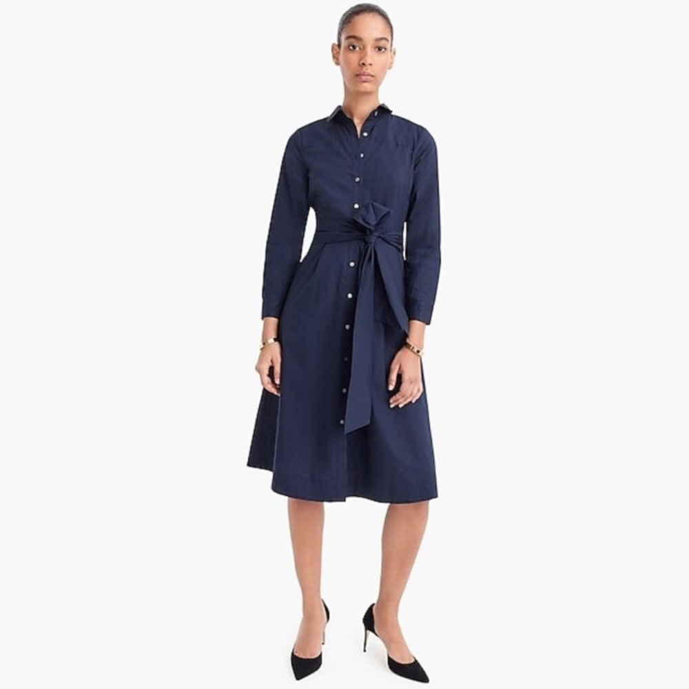 J. Crew navy cotton shirt dress new with tags
